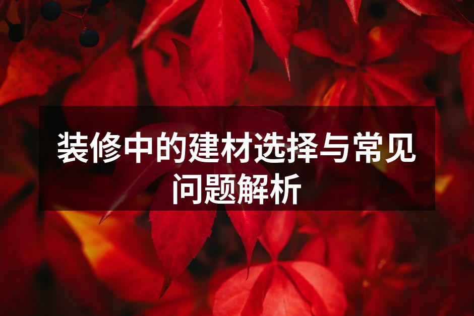 多种建材展示,助您选择适合的材料