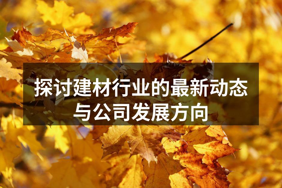 探讨建材行业的最新动态与公司发展方向